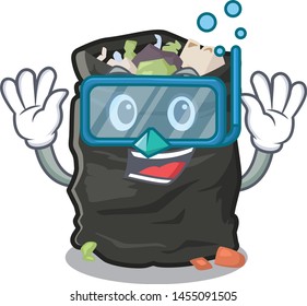 Diving garbage bag in the cartoon shape