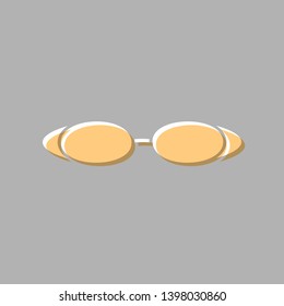 Diving glasses sign illustration. Emboss effect with light orange icon on gray background.