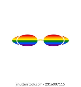 Diving glasses sign illustration. Rainbow gay LGBT rights colored Icon at white Background. Illustration.