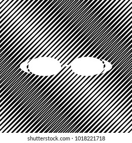 Diving glasses sign illustration. Vector. Icon. Hole in moire background.