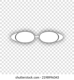 Diving glasses sign illustration. White Icon with dropped natural gray Shadow at transparent Background. Illustration.
