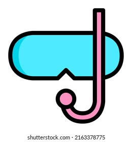 Diving goggles in filled color icon. Snorkel gear