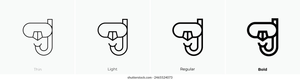 diving goggles icon. Thin, Light Regular And Bold style design isolated on white background