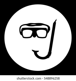 diving goggles and snorkel black simple icon eps10