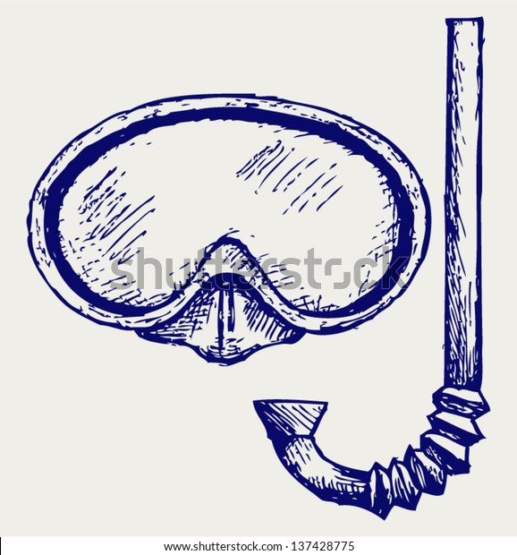 Diving Goggles Snorkel Doodle Style Stock Vector (Royalty Free) 137428775 Shutterstock