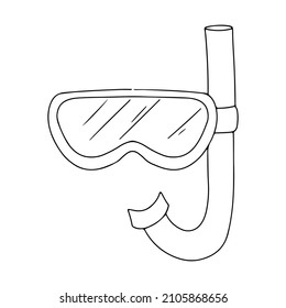 Diving goggles and snorkel. Fun at sea. Vacation accessories. Vector illustration isolated on a white background.