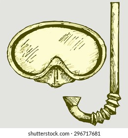 Diving goggles with snorkel. Vector Image  