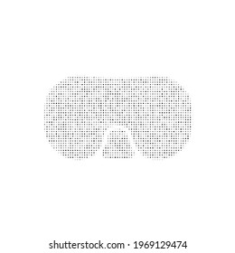 The diving goggles symbol filled with black dots. Pointillism style. Vector illustration on white background