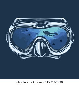 diseño de ilustración vectorial de gafas de buceo