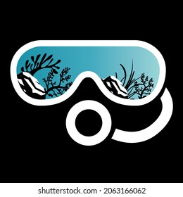 Diving goggles vector illustration, diving mask logo.