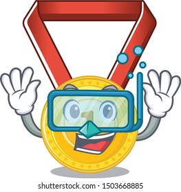 Diving gold medal with the character shape