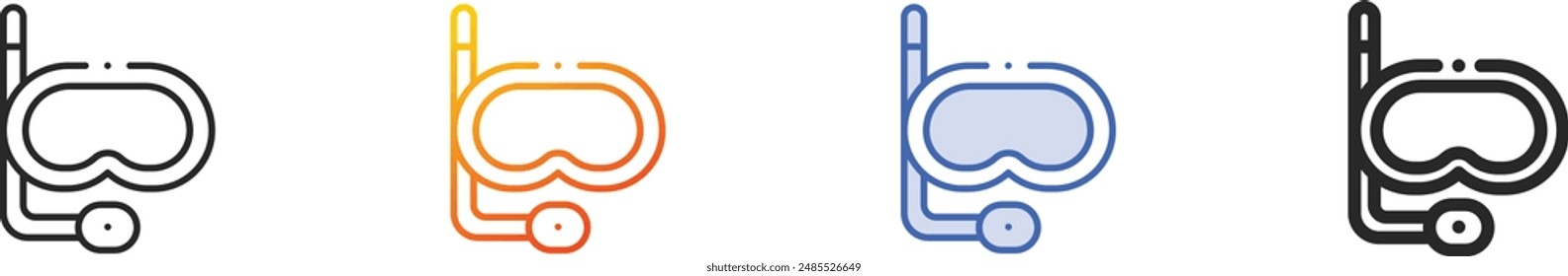 diving googles icon.Thin Linear, Gradient, Blue Stroke and bold Style Design Isolated On White Background