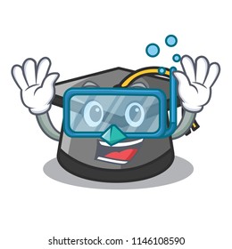 Diving graduation hat character cartoon