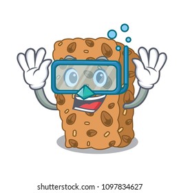 Diving granola bar character cartoon