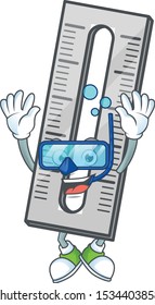 Diving gray ruler in the cartoon character