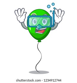 Diving green baloon on left corner mascot
