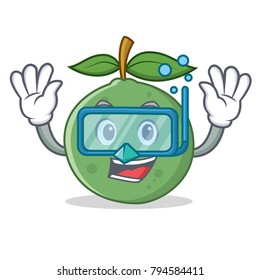 Diving guava character cartoon style
