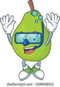 Diving guava fresh shape cartoon with mascot
