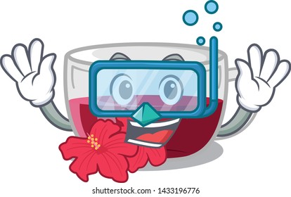Diving habiscus tea in the cartoon shape