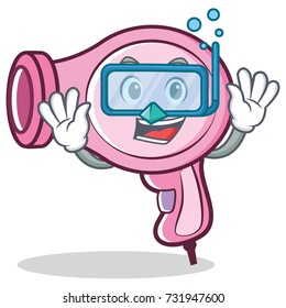 Diving hair dryer character vector