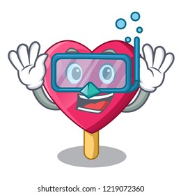 Diving heart character ice cream on candy