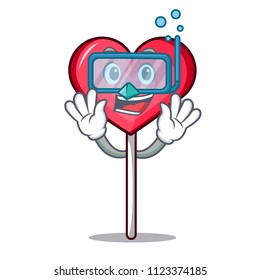Diving heart lollipop character cartoon