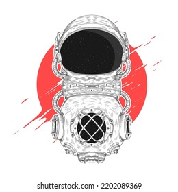 diving helmet and astronaut suit illustration