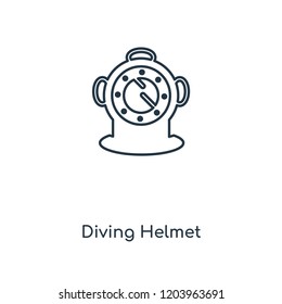 Diving Helmet concept line icon. Linear Diving Helmet concept outline symbol design. This simple element illustration can be used for web and mobile UI/UX.