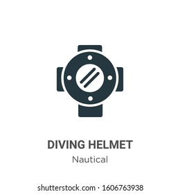 Diving helmet glyph icon vector on white background. Flat vector diving helmet icon symbol sign from modern nautical collection for mobile concept and web apps design.