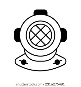 Diving helmet Glyph Vector Icon that can easily edit or modify

