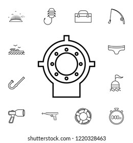 Diving helmet icon. Detailed set of diving, fishing and hunting icons. Premium quality graphic design icon. One of the collection icons for websites, web design, mobile app on white background