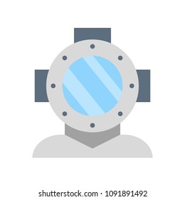Diving helmet icon, flat design vector