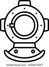 Diving Helmet Icon Isolated on White Background