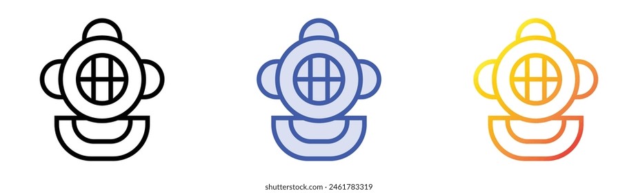 diving helmet icon. Linear, Blue Fill and Gradient Style Design Isolated On White Background