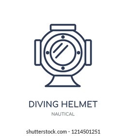 Diving Helmet icon. Diving Helmet linear symbol design from Nautical collection. Simple outline element vector illustration on white background.