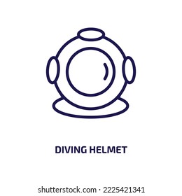 diving helmet icon from nautical collection. Thin linear diving helmet, equipment, helmet outline icon isolated on white background. Line vector diving helmet sign, symbol for web and mobile