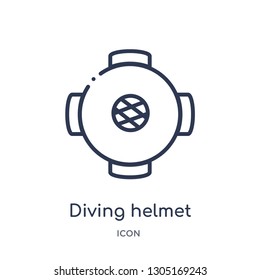diving helmet icon from nautical outline collection. Thin line diving helmet icon isolated on white background.