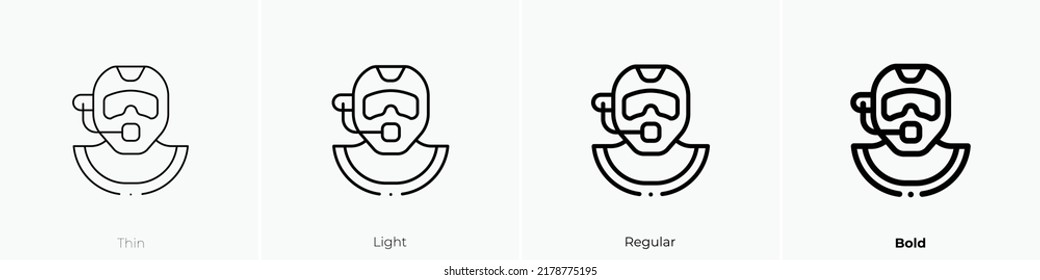 diving helmet icon. Thin, Light Regular And Bold style design isolated on white background