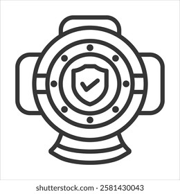Diving Helmet Icon Vector Illustration Outline