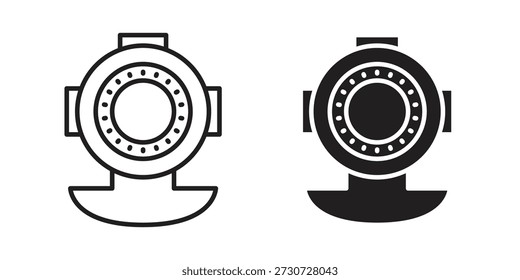 Iconos de casco de buceo para el diseño. Trazo fácilmente editable. Diseño plano moderno.