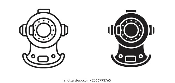 Diving helmet icons in outline and fill. vector illustration for ui.