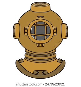 diving helmet illustration hand drawn isolated vector