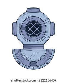 diving helmet nautical icon flat