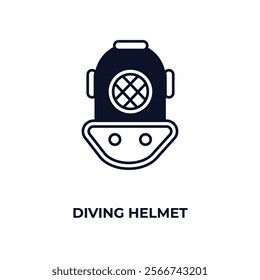 diving helmet outline icon. Linear vector from nautical concept. Thin line diving helmet icon isolated on white background