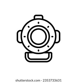 Diving Helmet Outline Icon Vector Illustration
