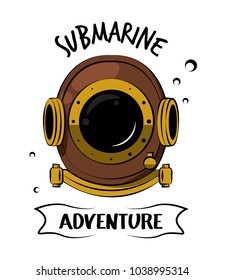 Diving helmet print for tshirt