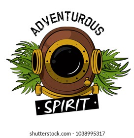 Diving helmet print for tshirt
