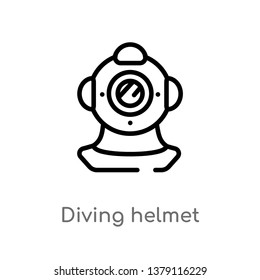 diving helmet vector line icon. Simple element illustration. diving helmet outline icon from nautical concept. Can be used for web and mobile