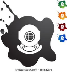 Diving Helmet web button isolated on a background.