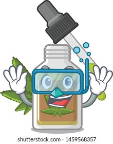 Diving hemp oil in the cartoon shape